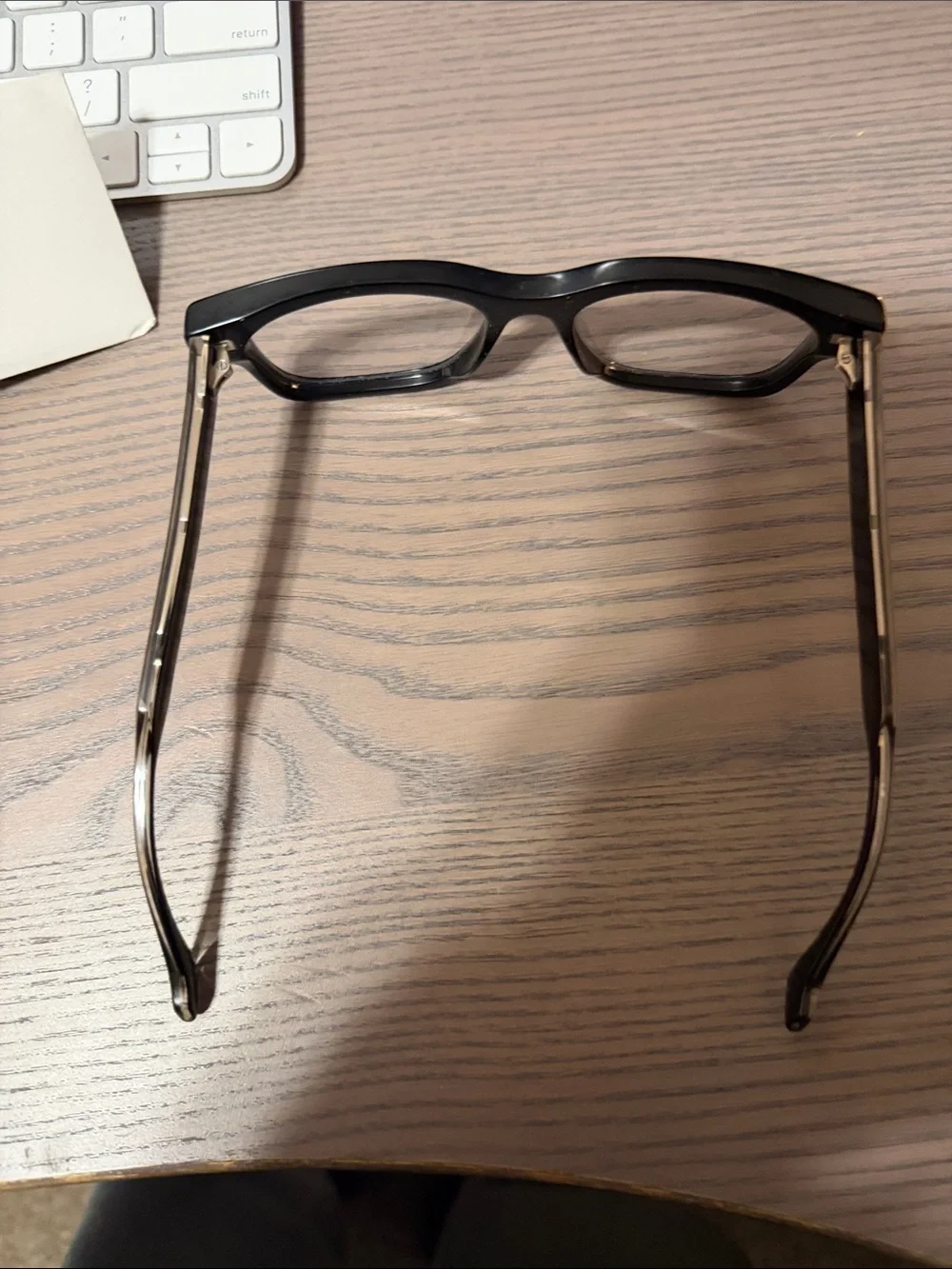 Gucci Black Gloss Rectangular Glasses with Logo Temples